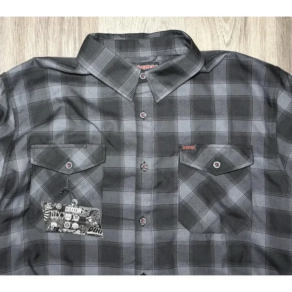Dixxon CLEETUS McFARLAND FLANNEL Hell Yeah Brother Buttons Men's 2X NWT Black - Picture 3 of 8